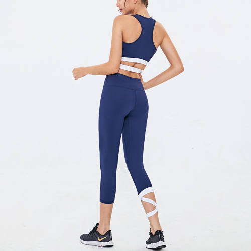 Blue Fitness Bras with Sport Leggings Women Bubble Butt Yoga Outfits PQGS30030B