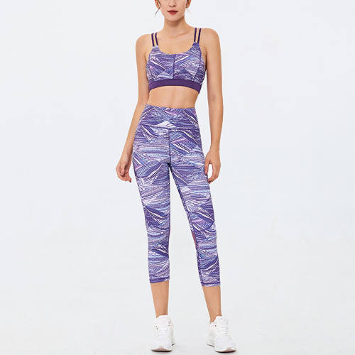 Digital Print Bubble Butt Yoga Outfits Women Fitness Bras with Running Leggings PQGS30026