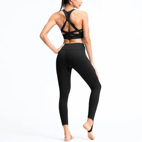 Black Fitness Bras with Running Leggings Women Bubble Butt Yoga Outfits PQGS30005A