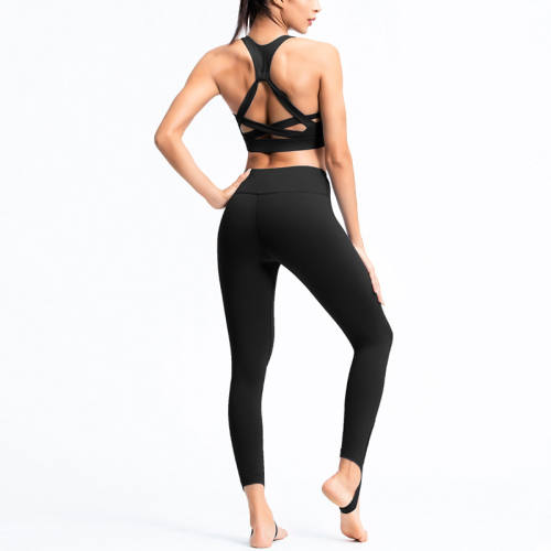 Black Fitness Bras with Running Leggings Women Bubble Butt Yoga Outfits PQGS30005A