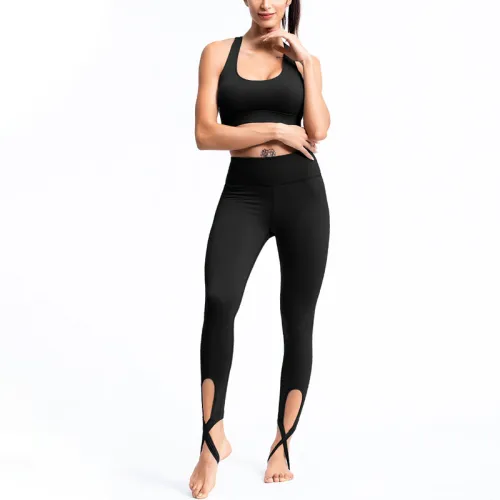 Black Fitness Bras with Running Leggings Women Bubble Butt Yoga Outfits PQGS30005A