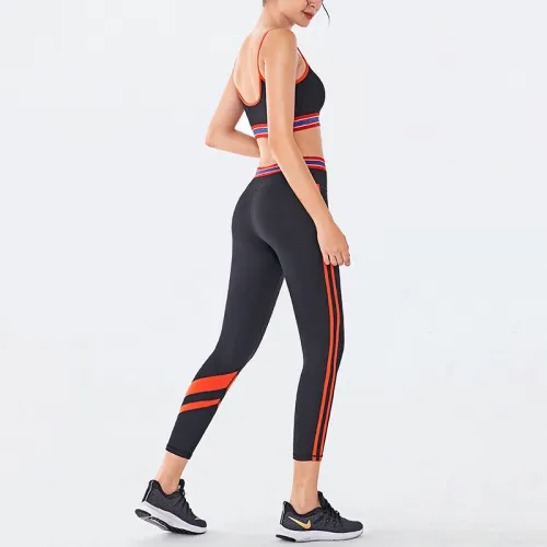 Black Fitness Vest with Sport Leggings Women Bubble Butt Yoga Outfits PQGS30054A