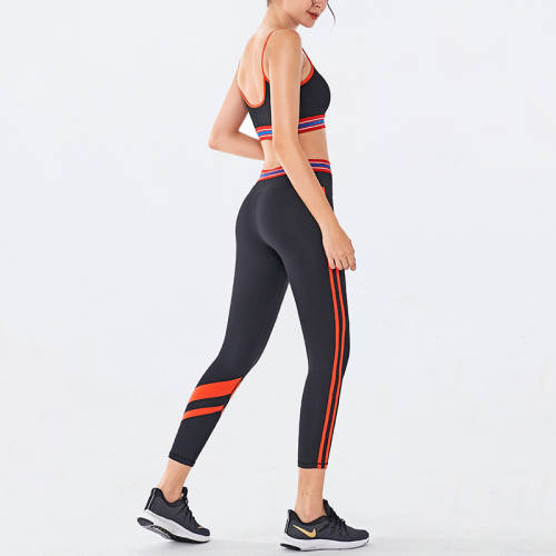 Black Fitness Vest with Sport Leggings Women Bubble Butt Yoga Outfits PQGS30054A