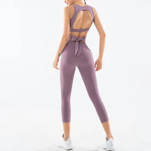Red Fitness Vest with Sport Leggings Women Bubble Butt Yoga Outfits PQGS30051B
