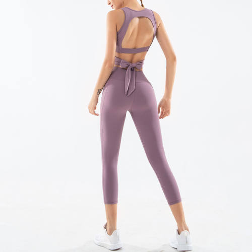 Red Fitness Vest with Sport Leggings Women Bubble Butt Yoga Outfits PQGS30051B