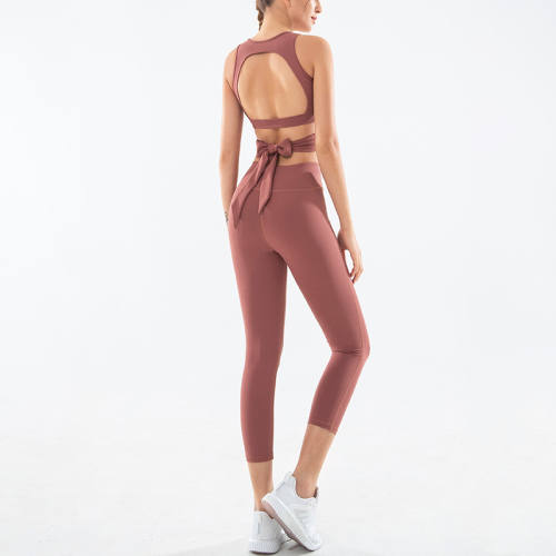 Purple Fitness Vest with Sport Leggings Women Bubble Butt Yoga Outfits PQGS30051A