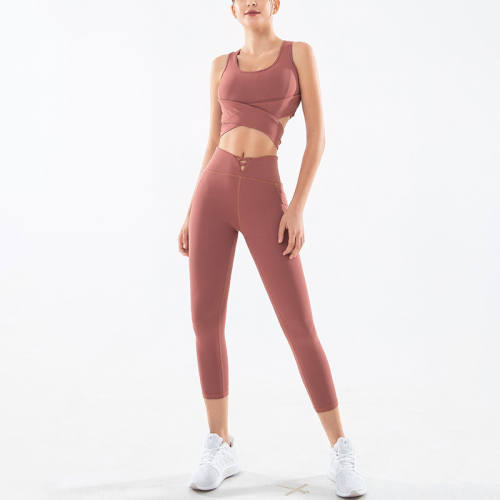 Purple Fitness Vest with Sport Leggings Women Bubble Butt Yoga Outfits PQGS30051A