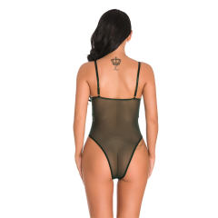 Black Sheer Eyelash Lace Bodysuit Sexy Teddies Lingerie For Women PQ3279A