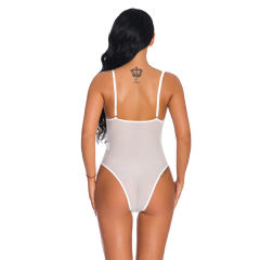 White Sheer Eyelash Lace Bodysuit Sexy Teddies Lingerie For Women PQ3279B