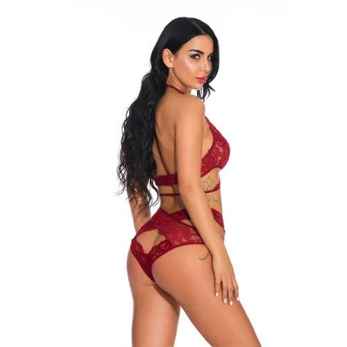 Wine Red Lace Bra with Underwear Sexy Lingerie For Women PQ3739B