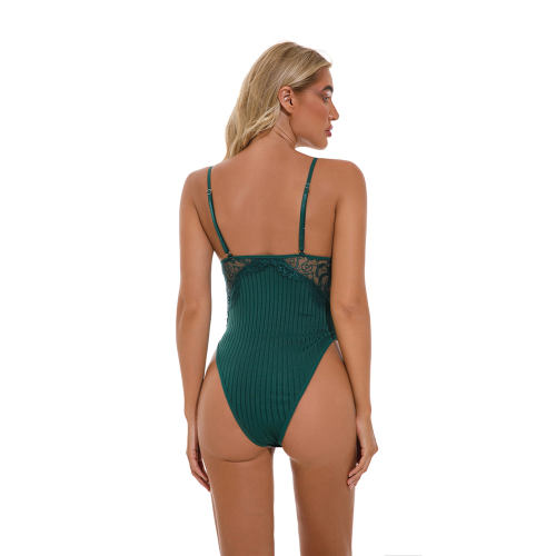 Green Sexy Teddies Lingerie V-neck Bodysuit For Women PQ4092C