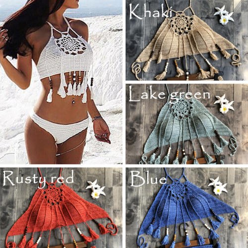 Crochet Bikini Bras Women Knit Beachwear Swimwear PQ3904