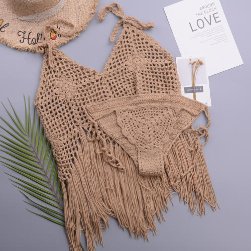 Khaki Crochet Bikini Knit Swimwear PQ8008C