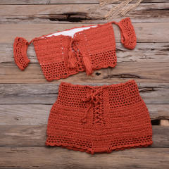 Green Bandeau Bikini Tassel Beachwear Women Crochet Swimwear PQ3909C