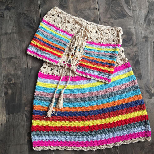 Khaki Bandeau Bikini Tassel Beachwear Women Crochet Skirts PQ5925C