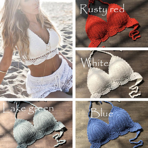 Summer Crochet Bikini Bras Sexy Beach Wear Women Swimwear PQ6906