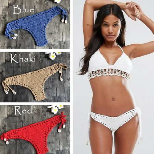 Crochet Thong For Women Micro Beach Panties Swimwear PQ3918