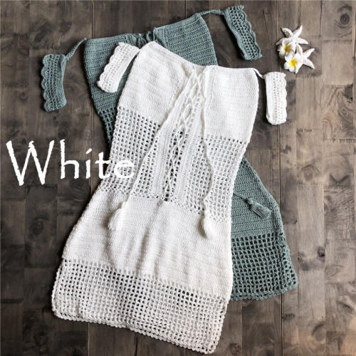 White Knit Min Dresses Crochet Beach Dresses For Women PQ3913D