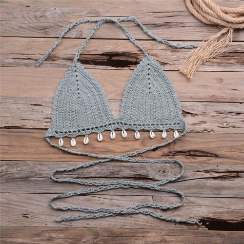 Summer Tassel Bikini Bras Sexy Beach Wear Women Crochet Swimwear PQ7004