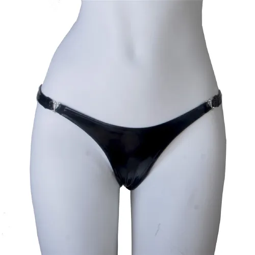 Black Faux Leather Shorts Women Fetish Briefs Erotic Lingerie PQ6812A