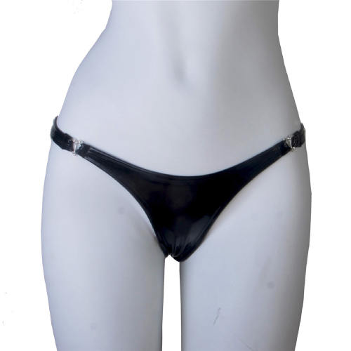 Black Faux Leather Shorts Women Fetish Briefs Erotic Lingerie PQ6812A