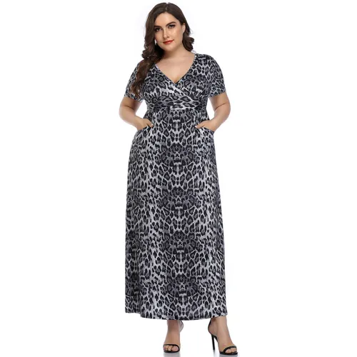 Summer Maxi Dresses For Women Leopard Printed Boho Dress PQLQ096A