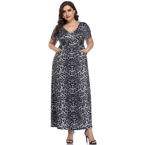 Summer Maxi Dresses For Women Leopard Printed Boho Dress PQLQ096A