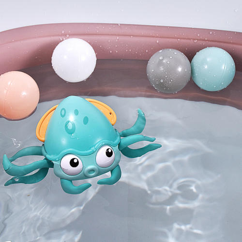 Green Clockwork Octopus Amphibious Crawling Octopus Bathroom Baby Funny Toy PQQC23B