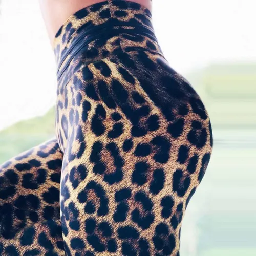 Leopard Print Yoga Outfits Workout High Waist Leggings Women Activewear PQ498C
