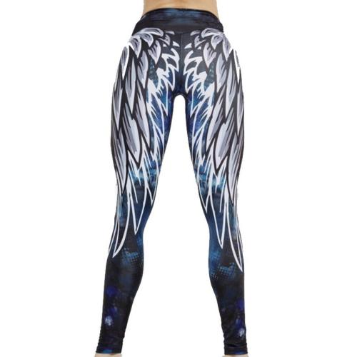 Wing Print Leggings Blue Bubble Butt Yoga Outfits Women Activewear PQ125