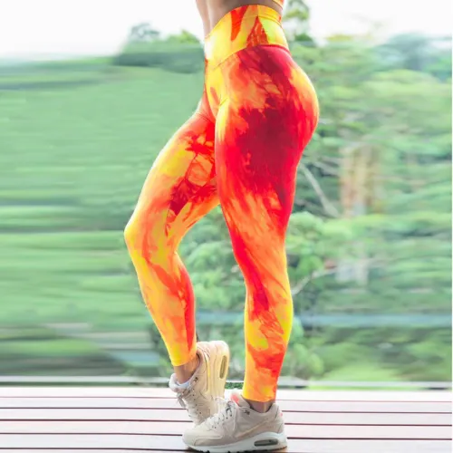 Digital Print Leggings Women Active Wear Bubble Butt Yoga Pants PQ1430