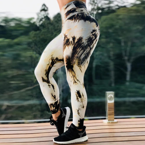 Digital Print Leggings Women Active Wear Bubble Butt Yoga Pants PQ1428