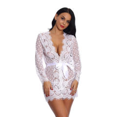 Purple Sheer Lace Nightdress Sexy Robe Lingerie Women Night Gown PQ3512D