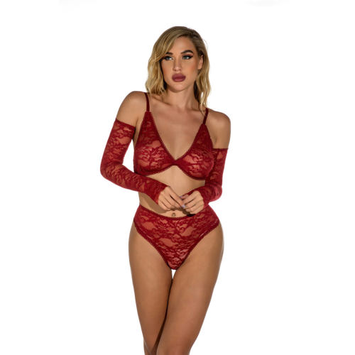 Wine Red Sexy Bra With Panties Lace Underwear For Women Lingerie PQ4008B