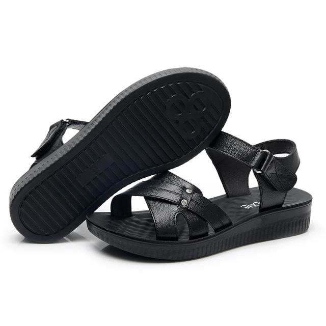 Women's Summer Sandals Mom Leather Sandals Soft Sole Lightweight Shoes PQ918A