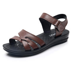 Women Summer Sandals Leather Sandals Mom Wearable Shoes Foothold PQC12