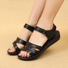 Women Summer Sandals Leather Sandals Mom Wearable Shoes Foothold PQC12