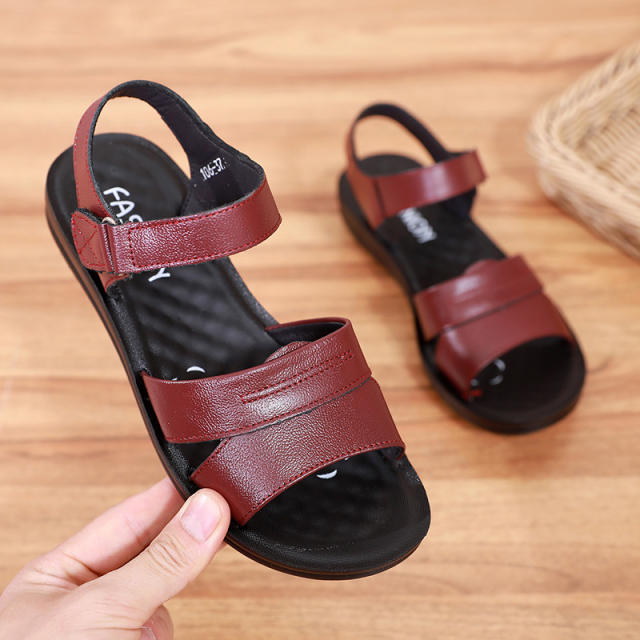 Women Summer Sandals Mom Sandals Wearable Leather Shoes Foothold PQ106