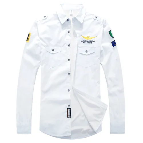 [Winter Velvet] White Long Sleeve Men Casual Shirts Solid Color Fashion Tops PQ8307C