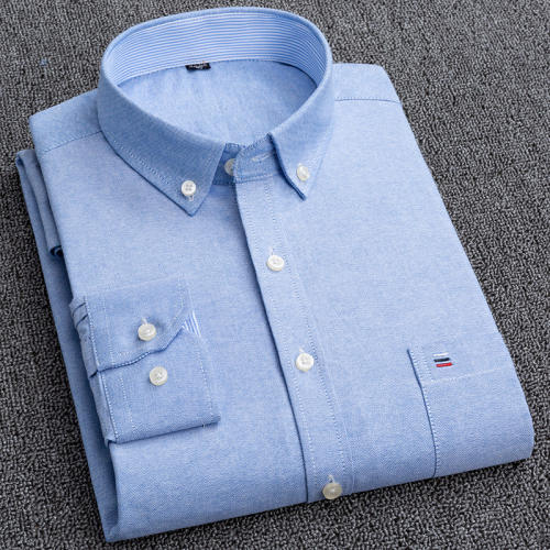 Pure Cotton Oxford Plaid Shirt Men's Business Casual Long Sleeve Shirt PQNJF01
