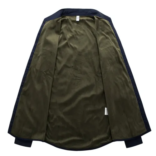 [Winter Velvet] Army Green Long Sleeve Men Casual Shirts Solid Color Fashion Tops PQ8307A