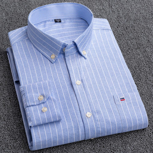 Pure Cotton Oxford Plaid Shirt Men's Business Casual Long Sleeve Shirt PQNJF08
