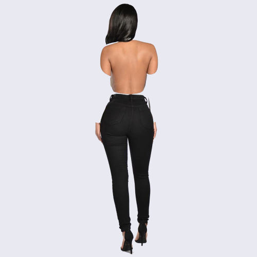 Black Fashion Skinny Denim Trousers Sexy High Waist Jeans PQ6616
