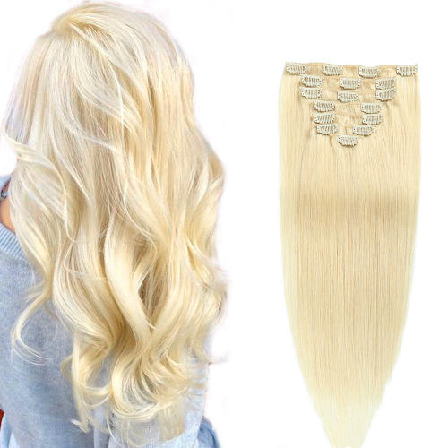 7Pcs Per Set Clip in Human Hair Wig Silky Straight Hair Extension PQ#60B