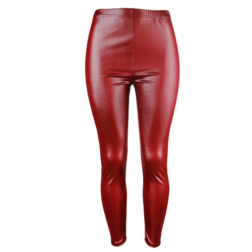 Red Sexy PVC Trousers Shiny Patent Leather Pants for Women PQPK02B