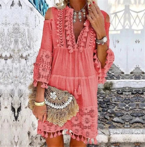 Red Tassel Summer Dress Fashion Beach Dresses For Women PQ4700C