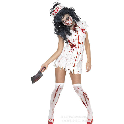 Horror Nurse Costumes Women Halloween Fancy Dresses Cosplay Uniform PQ80841