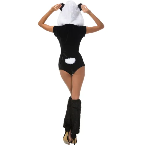 Sexy Cosplay Panda Costume Winter Faux Fur Animal Carnival Uniform PQ808