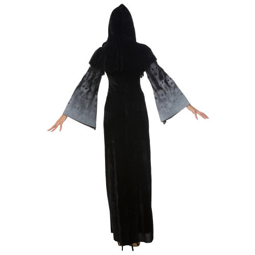 Skull Print Witch Vampire Costume Queen Dress Halloween Costume PQ25856