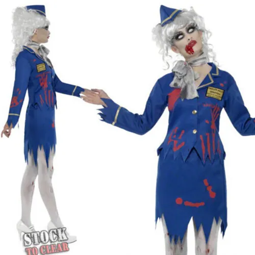 Airline Stewardess Costume Halloween Demon Zombie Costume PQ8088